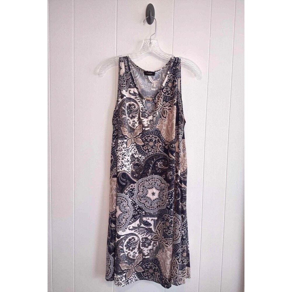 Espresso | Blue Patterned Sleeveless Textured Summer Dress Plus Size 1X